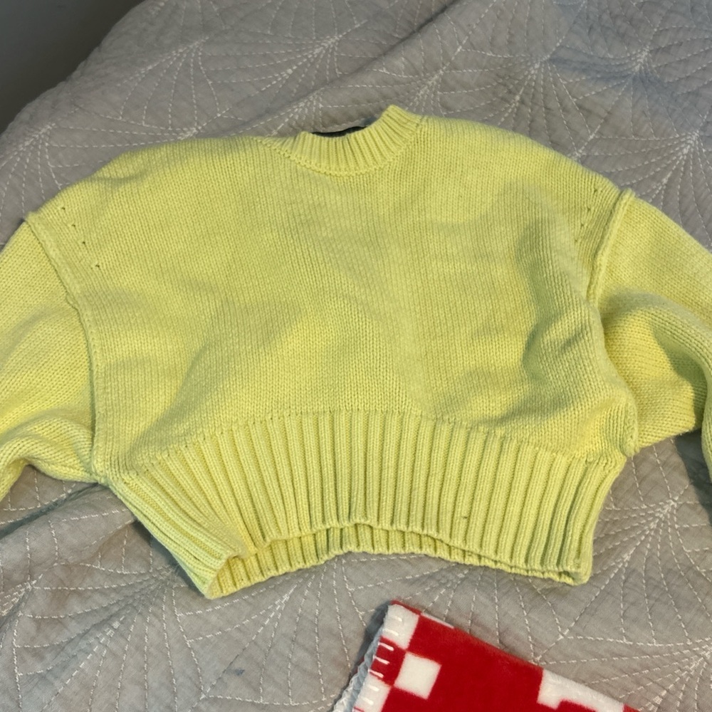 Urban Outfitters Yellow Crew Neck Sweater with Ribbed Detailing
